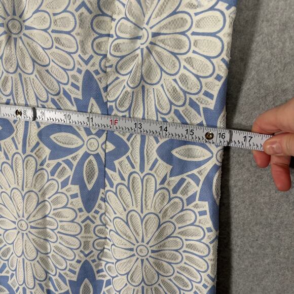 Talbots Dress 8P Cut Away Lace Floral White Shift Mod Periwinkle Church Easter - Picture 8 of 14